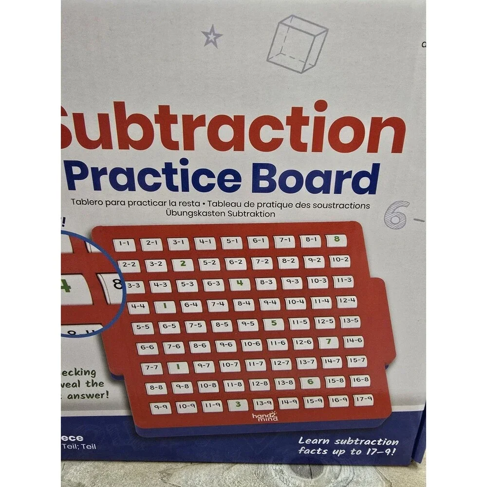 hand2mind Subtraction Practice Board Self Checking Math Learning Toy New Sealed